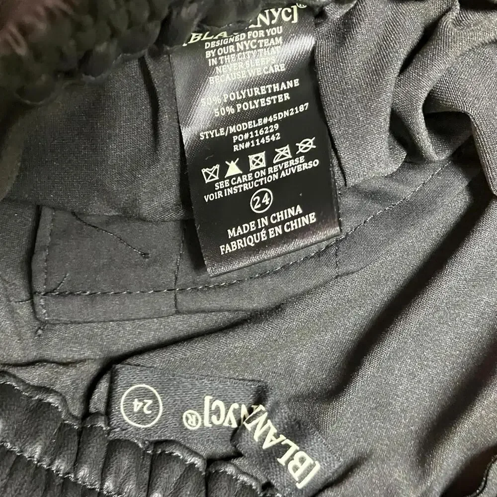 Blank NYC‎ Faux Leather Pants 24 Black Streetwear Moto Biker Zipper